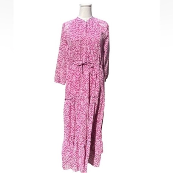 Banjanan Sachet Bazaar Maxi Dress Button Gauze Flowy Tiered Cottage Beach Small - Picture 6 of 14